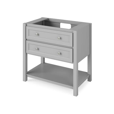 Jeffrey Alexander 36" Grey Adler Vanity, Black Granite Vanity Top, undermount rectangle bowl VKITADL36GRBGR